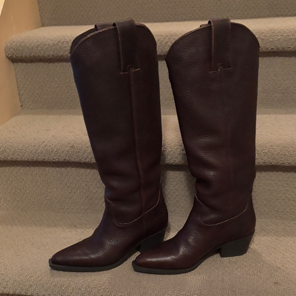 Zara dark Brown Leather Knee-High Boots size 36